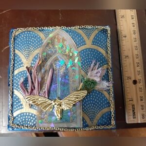 Artistic Gold and Blue Mixed Media Decor